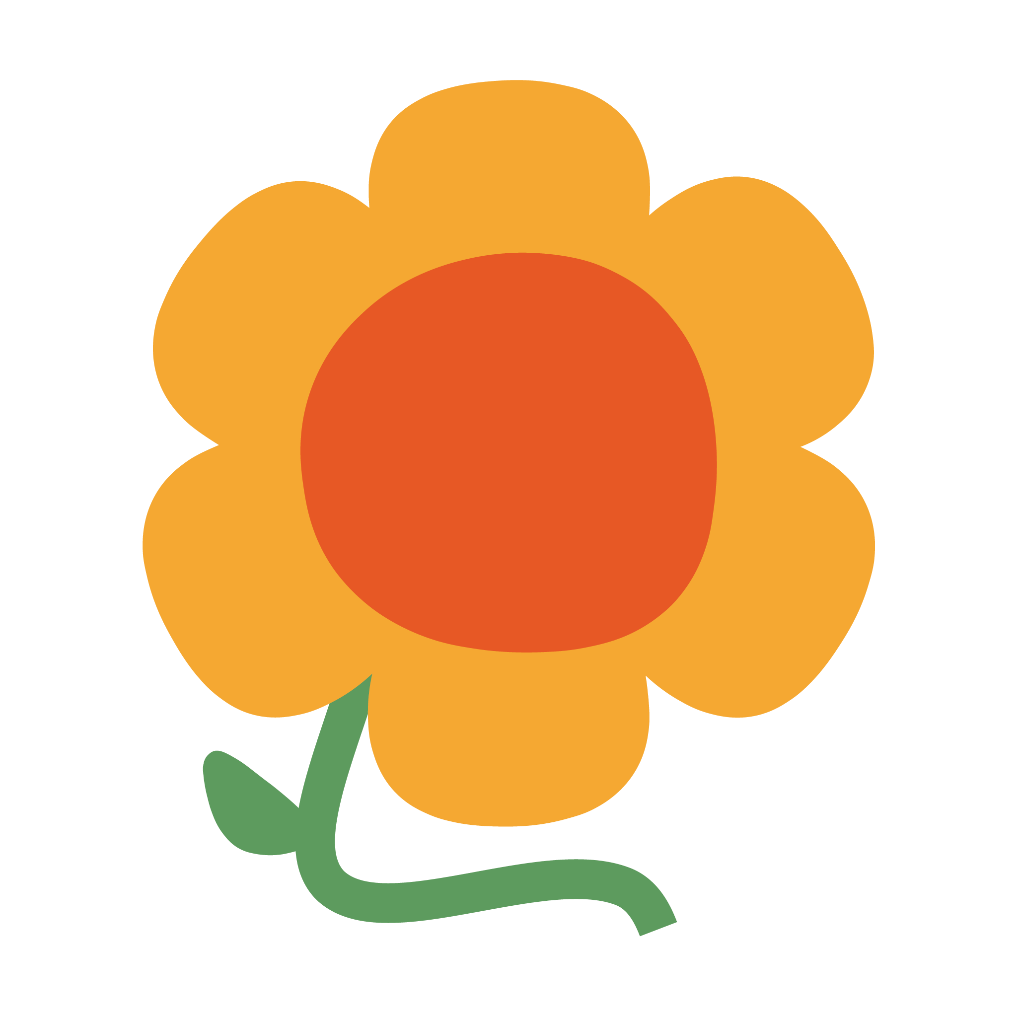 Summertime Emmy logo variation of a yellow flower with orange center and green stem with a leaf without the