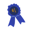 Illustrated Blue Ribbon with #1 in the center of the ribbon
