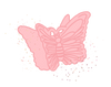 Illustrated pink butterfly hair clip with additional sparkles framing the clip