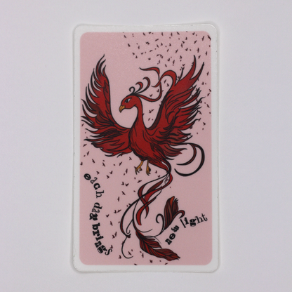 Feminine Rage oracle sticker: "each day brings new light"