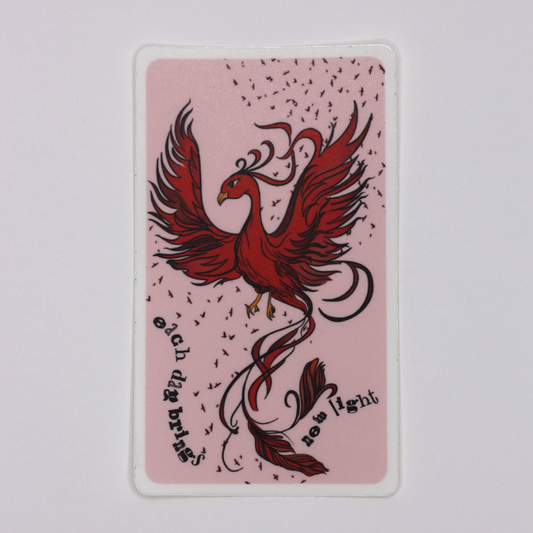 Feminine Rage oracle sticker: "each day brings new light"