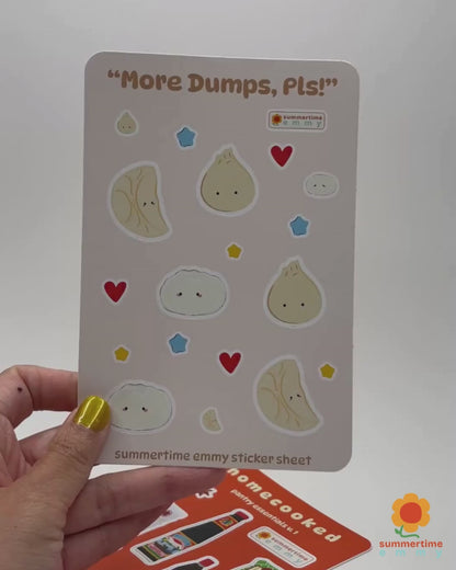 "more dumps, pls" sticker sheet