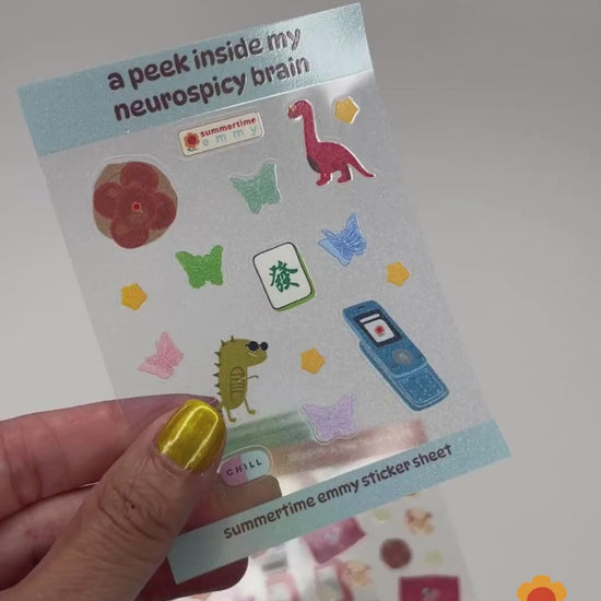 Mini sticker clear holographic sheet: "a peek inside my neurospicy brain"