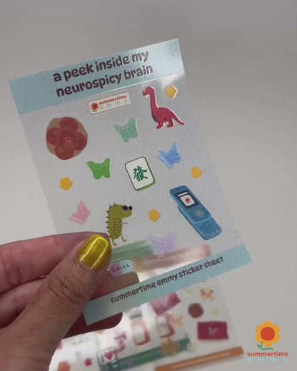 Mini sticker clear holographic sheet: "a peek inside my neurospicy brain"
