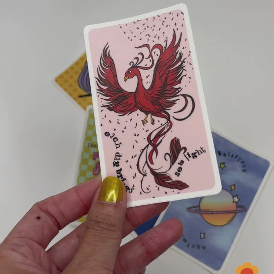 Feminine Rage oracle sticker: "each day  brings new light"